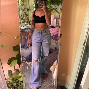 Zara high waisted ripped flare jeans size6
